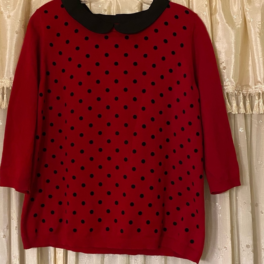 Elle Polka Dot Sweater with 3/4 length sleeves